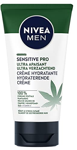 NIVEA MEN Sensitive Pro Ultra Beruhigende Gesichtscreme (1 x 75 ml), Gesichtscreme mit Bio-Hanföl, feuchtigkeitsspendende und beruhigende Männerpflege mit veganer Formel