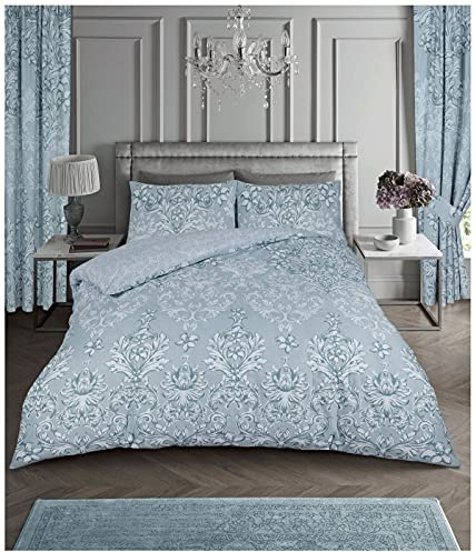 GC GAVENO CAVAILIA Printed Duvet Cover Sets, Reversible Bedding Bed Set, Polycotton Quilt Covers, Antoinette-Duck Egg, King