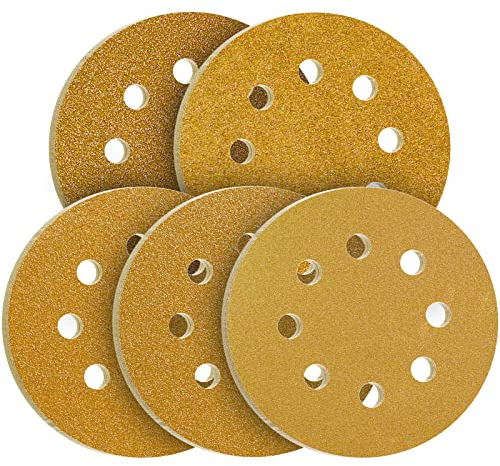 Schleifscheiben 125mm Klett Schleifpapier Gemischt Körnung 40/60/80/120/240 8 Loch für Exzenterschleifer (100St.)
