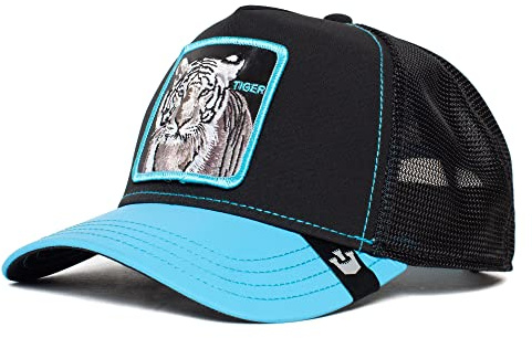 Goorin Bros. The Farm Glow-Cats-Kollektion Dark Shines Truckerkappe, leuchtet im Dunkeln, Blau gestreift, Unisex, Einheitsgröße, Einheitsgröße