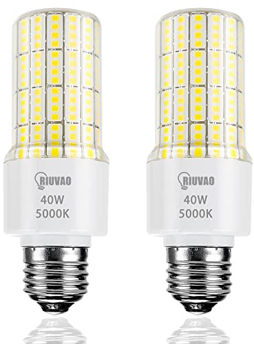 Led Light Bulbs 300W Equivalent Super Bright 5000Lm 5000K Cool Daylight White Led Bulb E26/E27 Medium Base 40w Waterproof Leds Corn Light Bulb for Outdoor Indoor Lamp Bedroom Office Garage-2 Pack