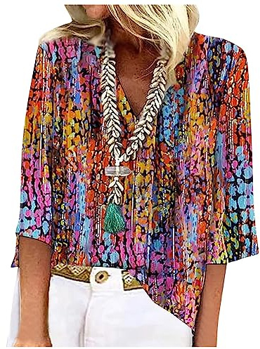 Leopard Top Chemise De Nuit Femme XXXL Blouse Blanche Lycée Femme Patron Blouse Femme Chemisier Manche Longue Femme Chemises à Manches 3/4 pour Femmes Haut Femme Chic Et Elegant Été Tee