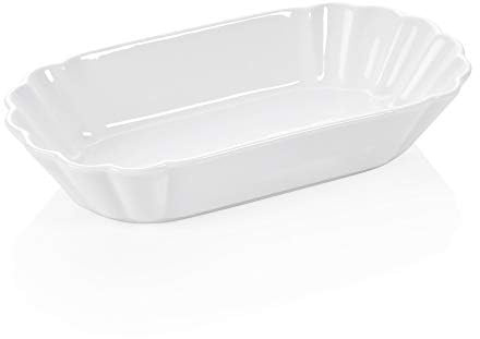 TAMLED Pommesschale Porzellan weiß Currywurst Würstchenteller Servierteller Frites Beilagen Schälchen 24,5x12,5x5 cm