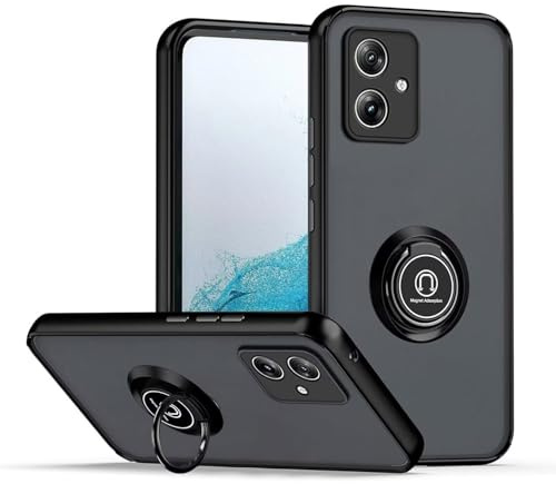 HONLEN Funda para Motorola Moto g54 / Motorola Moto g54 Power (6.5 Inches), Carcasa para Teléfono Móvil de Silicona Mate Transparente con Soporte de Anillo - Negro