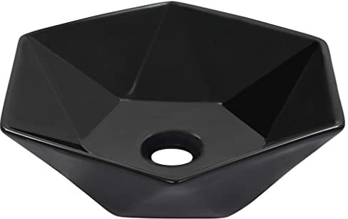 ShGaxin Lavabo, Lavabo sobre Encimera, Lavabo Baño, Muebles De Baño, Mueble Lavabo, 41x36,5x12 cm cerámica Negro