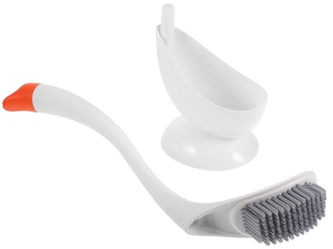 ABOOFAN Brosse WC en Abs avec Support Blanc, Nettoie sans Rayer et Atteint Les Bords, pour Dortoirs et Bureaux, Ensemble