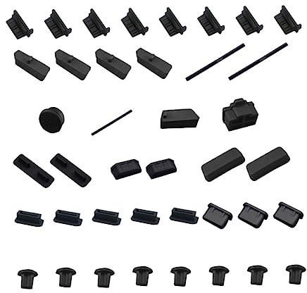 Gadpiparty Computerstopper Schwarz aus Silikon für Schnittstellenabdeckung | Computer und Motherboard Anschluss, Verhindert Fremdkörper und Oxidation, 40 Stück Zufälliger Stil