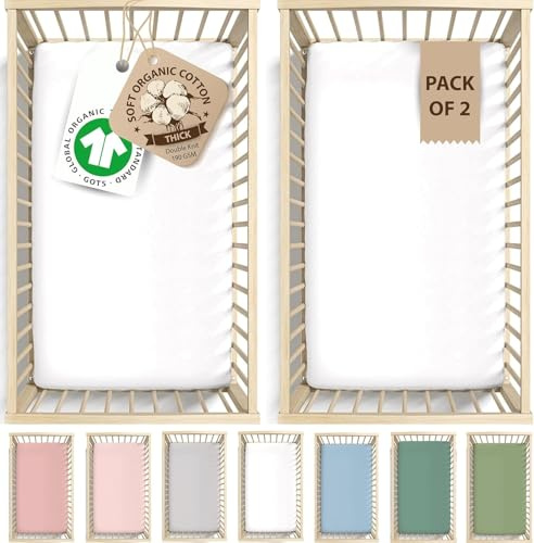 Bunnyjik 2er-Set Spannbettlaken Beistellbett 50x100 – ZERTIFIZIERTE GOTS Bio - Luftig & Kühlend – 190GSM Bio-Baumwolle - spannbettlaken 50x100 – Matratzenlaken 50 x 100