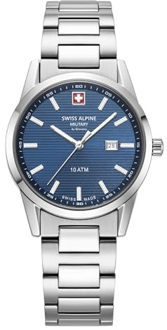 swiss alpine military Reloj analógico de cuarzo para mujer, acero inoxidable 77767.1, pulsera