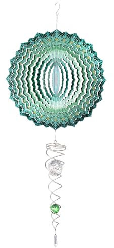 Navaris Molino de Viento - Veletas de Viento Acero Inoxidable - Molinillo de Viento con Gancho para Colgar en Ventana Balcón Árbol - Carrillon de Viento Exterior con Reflectantes