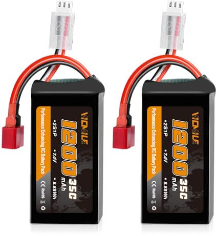 VICMILE Lipo Akku 7.4V 1100mAh 35C Dean-Style T Plug 2S Rechargeable RC Battery Fit for HAIBOXING BEZGAR Truck HBX 16889 16890A 18690SA 3100A HS181 HM181 HM165 Most 1/10 1/16 1/18 RC Car