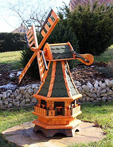 Windmühle aus Holz wahlweise mit Solar Typ 17 (grün ohne Solar)