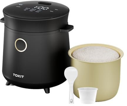TOKIT Mini Olla Arrocera De 1,5l Para 1-2 Personas - 9 Funciones, Temporizador De 24h, Material Interior Cerámico Antiadherente, Ideal Para El Hogar, Dormitorios Y Exteriores (S)