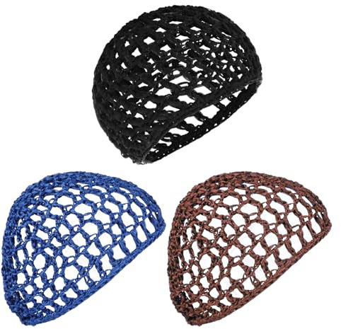 Red para el cabello para dormir para mujer, 3 unidades, gorro de dormir, secado rizado, redecillas para el pelo, coser, capó tejido, envoltura de ganchillo, gorras de malla negra, gorro largo para