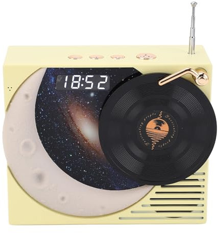 Speaker, Clock Display Less Interference Vintage BT Speaker Radio Station 5W for Daily Entertainment (Yellow)