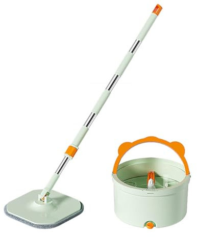Manos Libres Spin Mop, seco y húmedo Doble Uso Flat Mop, Limpieza sin Esfuerzo, hogar de Uso Mop Agua-absorción con Cubo