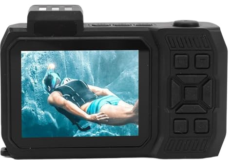4K 65MP Underwater Camera Autofocus 2.88in 1.44in Dual Screen 2500mAh 33ft Vattentät Kamera Undervattens Digitalkamera för Snorkling Black HD -kvalitet: Med 4K Waterproof