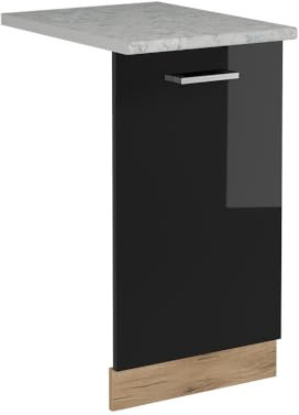 Vicco Panel Frontal del lavavajillas R-Line, Negro Brillo Intenso, 45 cm, ET Mármol, para combinación Libre Dentro de Sistemas de Cocina modulares