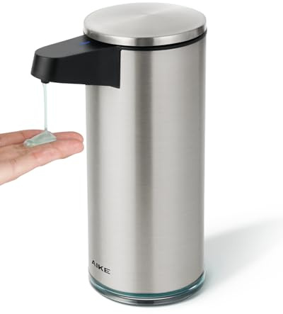 AIKE SensePro Dispenser Sapone Liquido Automatico, Ricaricabile USB-C, Acciaio Inossidabile Spazzolato 380ml