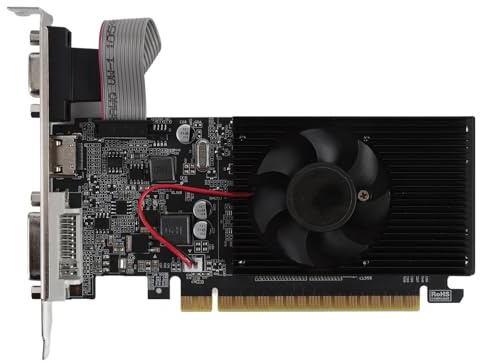 2 GB DRR3 Graphics a 64 Bit, Supporto VGA DVI HD Multimedia Interface, Scheda Video per Computer PCI Express 2.0 X16 con Fan