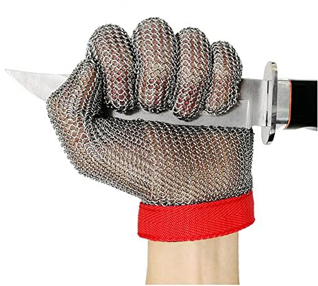 Gants Résistants Aux Coupures, Gants résistants aux coupures en métal, Abattoir, Retirer la Coquille d'huître, Gants de Protection des Mains, Sangle de Poignet réglable