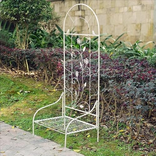Enrejado metálico de jardín para Plantas trepadoras con Bandeja para macetas, rosal Alto antioxidante, Soporte para Enredaderas, Soporte Decorativo para Plantas de Exterior para césped, Patio traser
