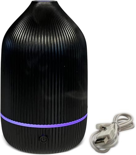 Essential Oil Diffuser - Black Aroma Diffuser Auto Shut-Off LED Light Cool Mist Air Humidifier - Indoor Fragrance Oil Aromatherapy for Home Office Bedroom Kitchen
