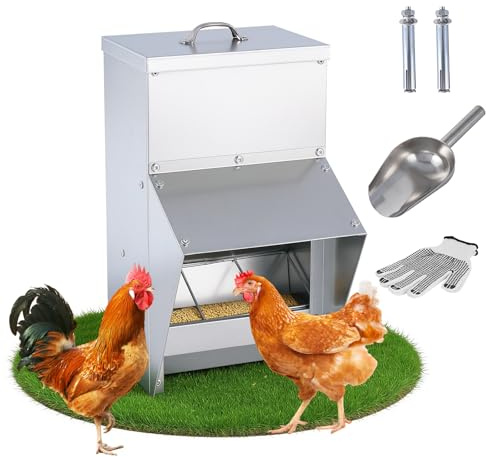 BAOSHISHAN Comedero automático para pollos, comedero para aves de corral de 10 kg con tapa para pollos, patos y gansos