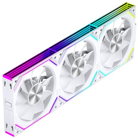 Jungle Leopard Interstellar-V2RS Daisy Chain RGB PC Fan 120MM Triple Pack,1850RPM/68CFM/2.4mmH2O,5V3PIN ARGB and 12V4PIN PWM Fan (White Reverse)
