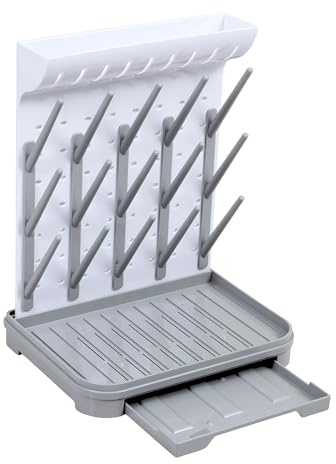 Velakade Babyflaschen-Abtropfgestell - Großer vertikaler Flaschentrockner für 15 Flaschen, platzsparendes Aufsatzregal für Babyflaschen & Zubehör, kompakte Halterung für Neugeborene Essentials