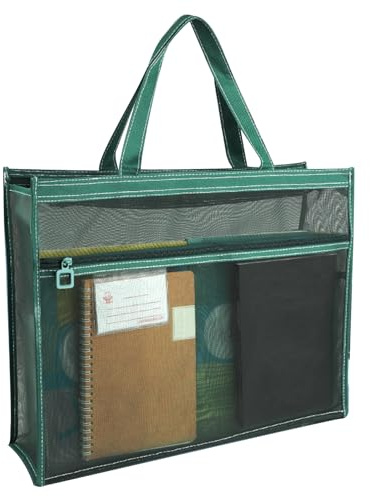 Bolsa de suministros de malla, bolsa de almacenamiento de arte transparente, organizador grande con cremallera A3, portátil con asa, funda transparente para documentos, carteles, pintura, material de