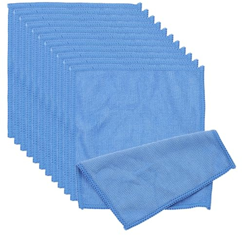 PATIKIL Glasses Cleaning Cloth 15x15cm, 12 Pcs Microfiber Eyeglasses Cleaner Cloths Soft Absorbent Rags for Camera Len Eyeglass Screens Phones Smart Devices, Blue