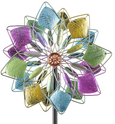 Windrad für draußen,Windspiel aus Metall,Vintage Windrad,Gartendeko für draußen,leicht drehend ideal für Terrasse und Garten,wetterfestes Gartendeko,Standfest