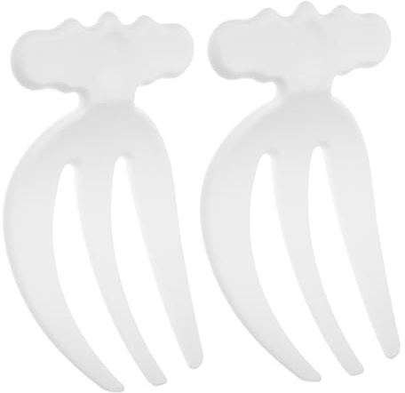 TOBBOMEY Manos De Ensalada 2 Piezas Blanco Plástico Resistente Tenedores para Servir y Mezclar Ensalada Verduras Fruta Reutilizables Utensilios Cocina Multifuncional Uso Diario