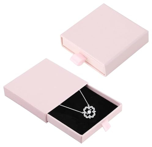 ARYIMYDP 2 Scatole Regalo per Gioielli con Cuscino in Spugna, Scatolina con Coperchio per Orecchini Collane Anelli, Idea Regalo Elegante per Donna, Portagioie da Viaggio, Rosa
