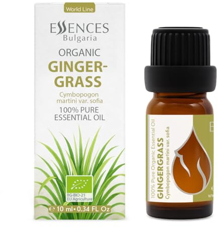 Aceite Esencial Orgánico De Jengibre Essences Bulgaria 10 Ml | Cymbopogon Martini Sofia | 100% Puro Y Natural | Sin Diluir | Grado Terapéutico | Aromaterapia | Cosméticos | Cruelty-free