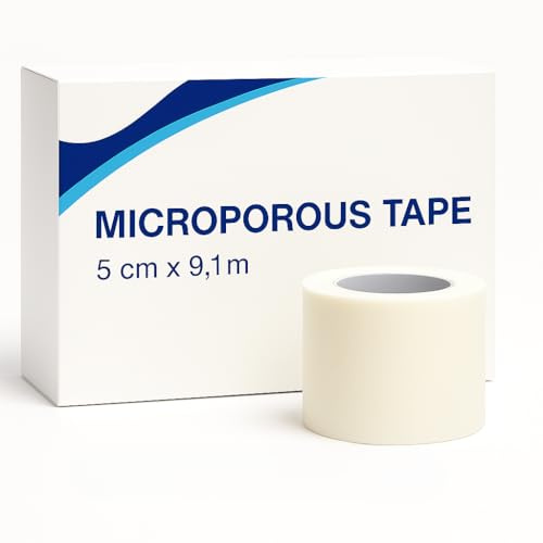 MediSale White Surgical Tape 5cm x 9.1m – Box of 6 Rolls | Medical Adhesive Tape for Skin, Dressings and Face | Hypoallergenic & Breathable First Aid Tape for Sensitive Skin