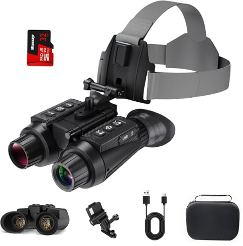 Night Vision Goggles Night Head-Mounted, 4K NightVision Binoculars for Adults, Binoculars with Camera, 8X Digital Zoom & 7-Level for Camping, Hiking