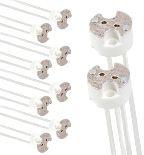10 Stück 12V GU5.3 Fassung mit 14cm Silikonkabel, MR16 GU5.3 Keramik Fassung, Sockel mit Kabel für G4 GU4 G6.35 Max 100W Halogen und LED Lampen