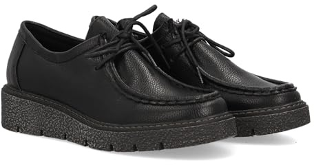 Zapato Tipo Mocasin con Cuna y Cordones para Mujer. Diseno Cerrado y Suela Gruesa. Ideal Otono Invierno.