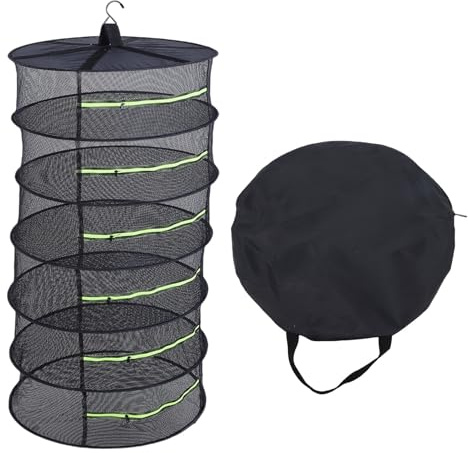 Asixxsix 6 Layer Herbs Drying Rack, Foldable Breathable Mesh Hanging Net with Zipper Openings for Easy Access & Storage, for Drying Herbs Plants Flowers Fruits Clothes Outdoor Camping