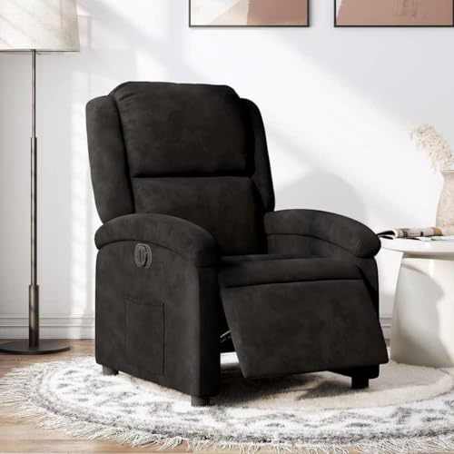 Frdhee Stillstuhl Wohnzimmer Möbel,Relaxsessel Elektrisch Schwarz Samt,Loungesessel für Wohn- und Schlafzimmer