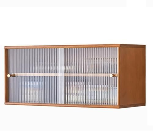 Väggmonterat köksskåp i trä med skjutdörr – platsbesparande multifunktion för sovrum, vardagsrum, balkong – snyggt förvaringsskåp (trä A, 60 x 30 x 35 cm)