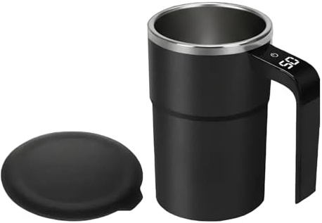 Selbstrührende Kaffeetasse - 380ml Magnetische Selbstrührende Tasse Mit Temperaturanzeige, Kaffeerührbecher Edelstahl Mit Deckel, Intelligente Kaffeetasse, Für Kaffee Tee Heiße Schokolade Milch