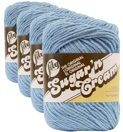Lily Sugar 'N Cream Yarn-70.9g- Light Blue (Pack of 4)