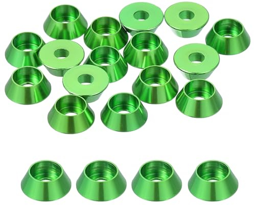 QUARKZMAN M4 Konische Unterlegscheiben Anodisierte Aluminium Dichtungen Tellerkopf Unterlegscheibe Dichtung Für Schrauben RC/FPV/PC/Drohne/Mechanische Zubehörteile Modellteile 20 Stück Grün