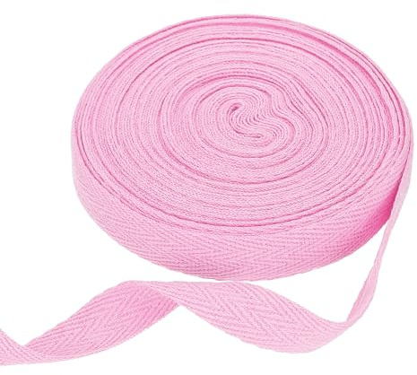 QUARKZMAN Nastro in Cotone Spigato 15mm x 10 Metri Nastro A Spina di Pesce Nastro A Bordo Obliquo per DIY Cucito Confezione Regalo Rosa Chiaro