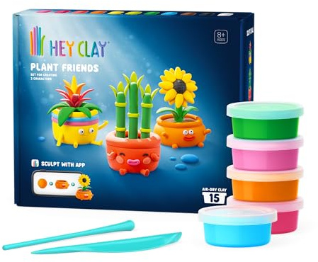 Hey Clay - Plant Friends Kit de Plastilina Creativa | Arcilla Secado al Aire para Crear Plantas | Manualidades Niña 8 Años | Regalos Niños 8 Años | Juegos Infantiles