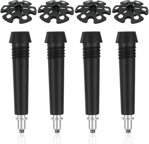 8-teiliges Wanderstock Zubehör Set, 4x Ersatzspitzen & 4x Schlammteller (M15), Universal Trekkingstock Reparatur-Set für Fels & Weichboden, Schwarz Ersatzteile für Wandern