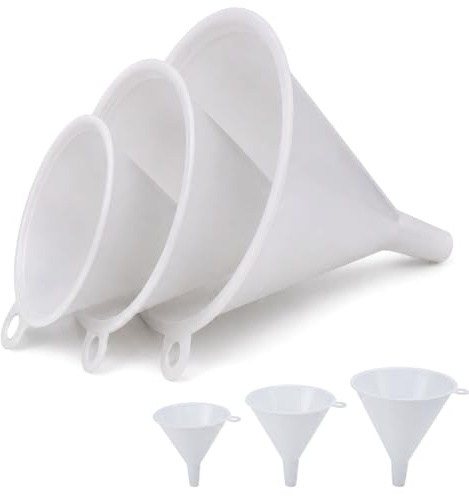 Plastic Funnels for Automotive Use/Funnels for Kitchen Use Filling Bottles and Containers Large Medium Small Funnel for Bottles, Gas, Car Oil, Powder and Liquid